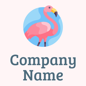 Rounded Flamingo logo on a Snow background - Animales & Animales de compañía