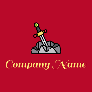 Sword logo on a Venetian Red background