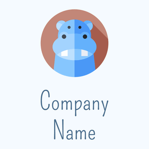 Hippopotamus logo on a Alice Blue background - Dieren/huisdieren