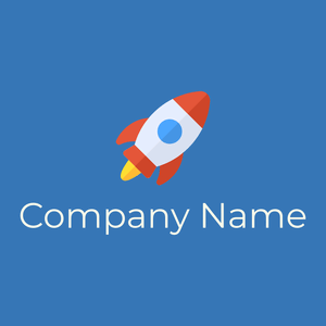 Rocket logo on a Curious Blue background - Abstracto