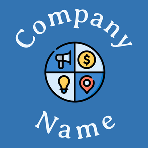 Marketing mix logo on a Lochmara background - Business & Consulting