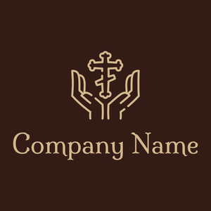 Cross logo on a Brown Pod background - Religious