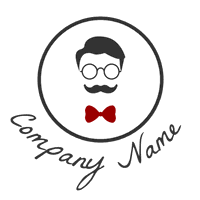 Men's face logo with glasses and mustache - Moda & Belleza