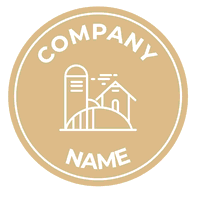 Bauernhof im beigen Kreis-Logo - Landwirtschaft