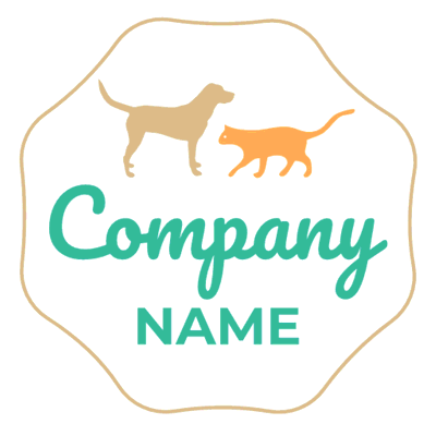 Orange Cat and dog script logo - Animals & Pets