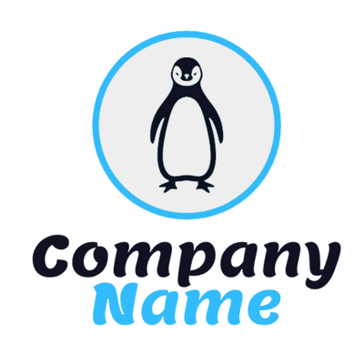 Penguin in a blue circle logo - Animals & Pets