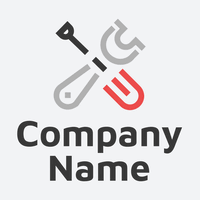 Construcción de logo con pala y llave ajustable - Construcción & Herramientas Logotipo