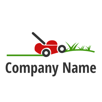 Red Lawn Mower Logo - Landscaping