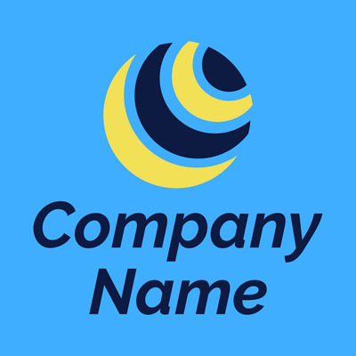 Logotipo circular a rayas amarillas y azules - Comunicaciones Logotipo