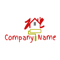Logo de pintor con casa y pincel - Limpieza & Mantenimiento Logotipo