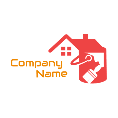 Logotipo de casa roja y pintura - Limpieza & Mantenimiento Logotipo