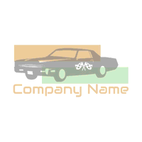 Logotipo de coche retro con banderas de carreras - Automobiles & Vehículos Logotipo