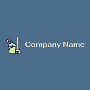 Broom logo a blue background - Limpieza & Mantenimiento