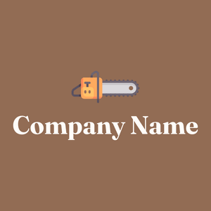 Chainsaw logo on a brown background - Bau & Werkzeuge