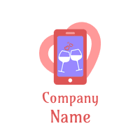 Logotipo de vino y teléfono móvil - Citas Logotipo