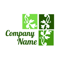 Logotipo Hojas en cuadrados verdes - Floral Logotipo