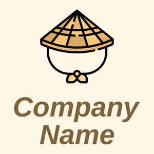 Asian hat logo on a Floral White background - Abstrait