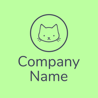 Cara de gato con logo círculo verde - Niños & Guardería Logotipo