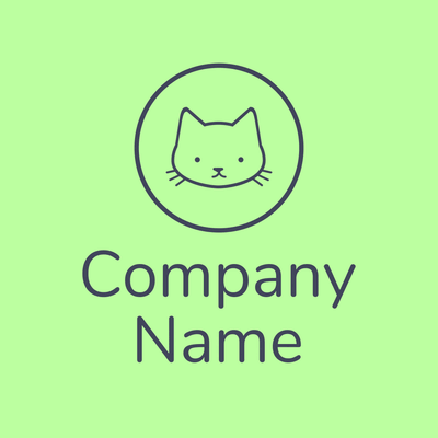 Cat face in green circle logo - Animals & Pets
