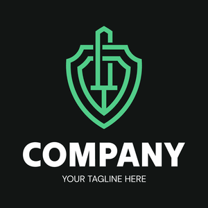 Logo of a sword in a turquoise-green shield - Entretenimento & Artes