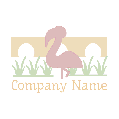 Logo de flamenco en hierbas - Animales & Animales de compañía Logotipo