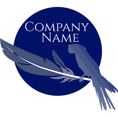 Logotipo de loro azul sobre pluma - Animales & Animales de compañía Logotipo