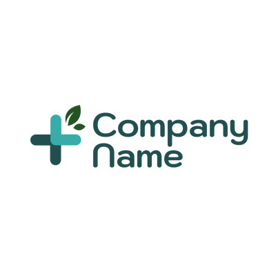 Símbolo más con logo de hojas - Medical & Farmacia Logotipo