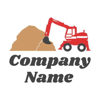 Logotipo de construcción de excavadora roja - Construcción & Herramientas Logotipo