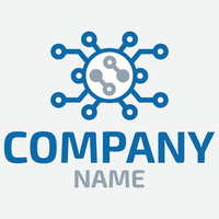 Blaues und graues Schaltkreise Logo - Technologie