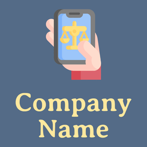 Law logo on a Kashmir Blue background - Negócios & Consultoria