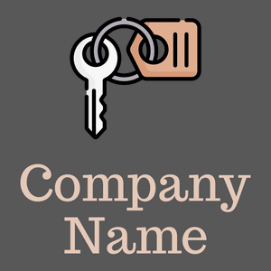 Room key and keychain logo on a grey background - Travel & Hotel