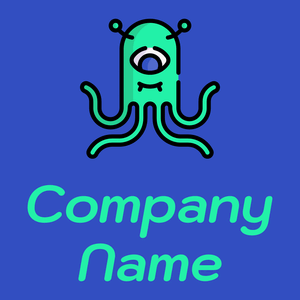 Alien logo on a Cerulean Blue background - Abstracto