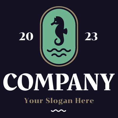 seahorse logo on dark blue background - Tiere & Haustiere