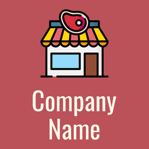 Butcher shop logo on a red background - Food & Drink