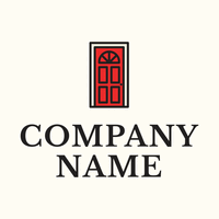 Logotipo de una puerta de madera roja - Bienes raices & Hipoteca Logotipo