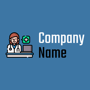 Doctor logo on a Steel Blue background - Arquitetura