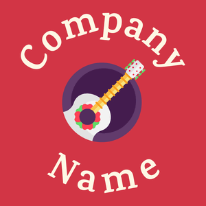 Guitar logo on a Brick Red background - Unterhaltung & Kunst