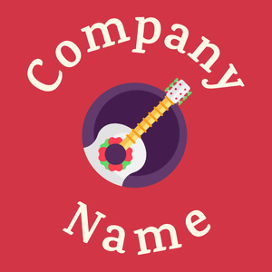 Guitar logo on a Brick Red background - Entretenimento & Artes