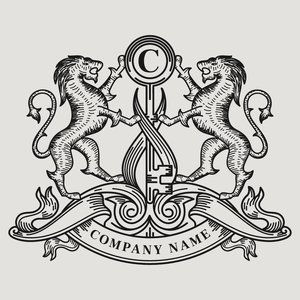 lions and key coat of arms logo - Animales & Animales de compañía