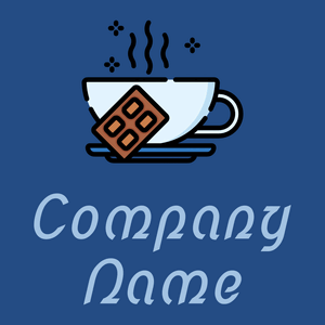 Hot chocolate logo on a Bahama Blue background - Essen & Trinken