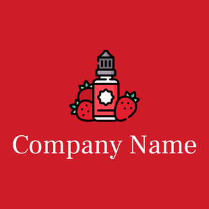 Strawberry juice logo on a Fire Engine Red background - Vendas