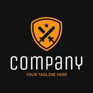 Orange shield logo with swords and star - Internet