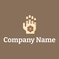 Henna painted hand logo on a Cement background - Religione