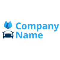 Blue car logo with water drop icons - Reinigung & Wartung