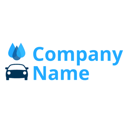 Blue car logo with water drop icons - Limpieza & Mantenimiento