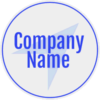 blue logo with arrow in the background - Web