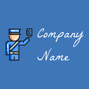 Security logo on a Curious Blue background - Seguridad