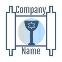 Logotipo de pergamino, vidrio y estrella de David - Religión Logotipo