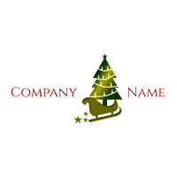Logo de trineo y árbol de navidad - Religión Logotipo
