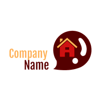 Casa roja con logo de burbuja marrón - Bienes raices & Hipoteca Logotipo